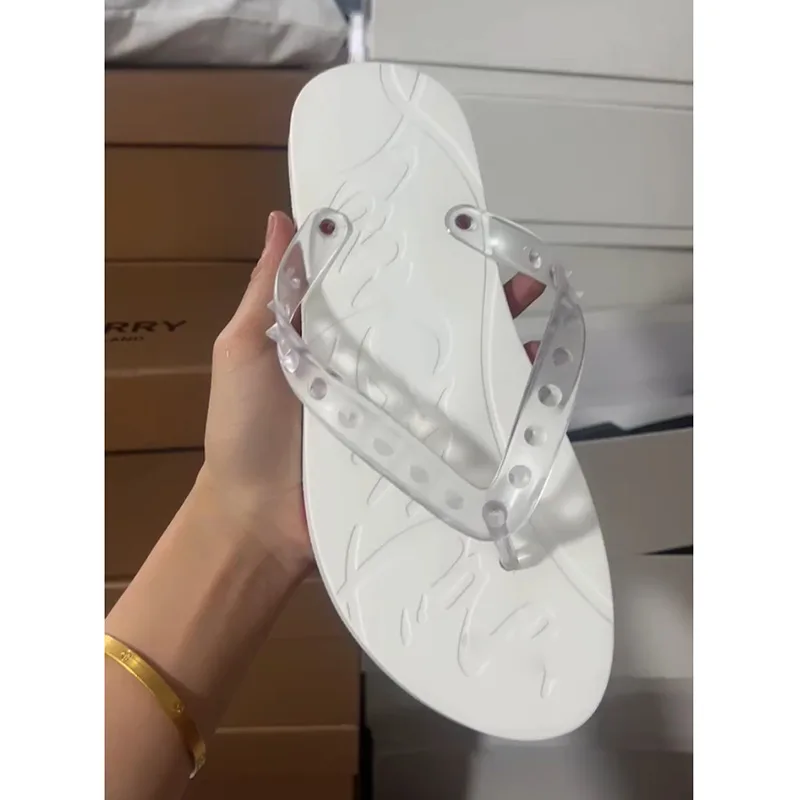 Men's New Summer Red Sole Flip Flops, Fashion Trendy Leather Beach Sandals Casual Outdoor Slippers for Men image 3
