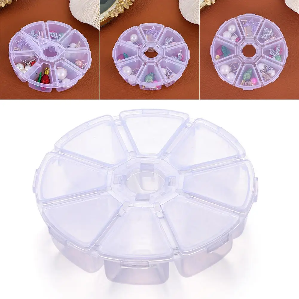 Round Beads Organizer 8 Grids Jewelry Container Empty Storage Box Nail Art Rhinestones Case