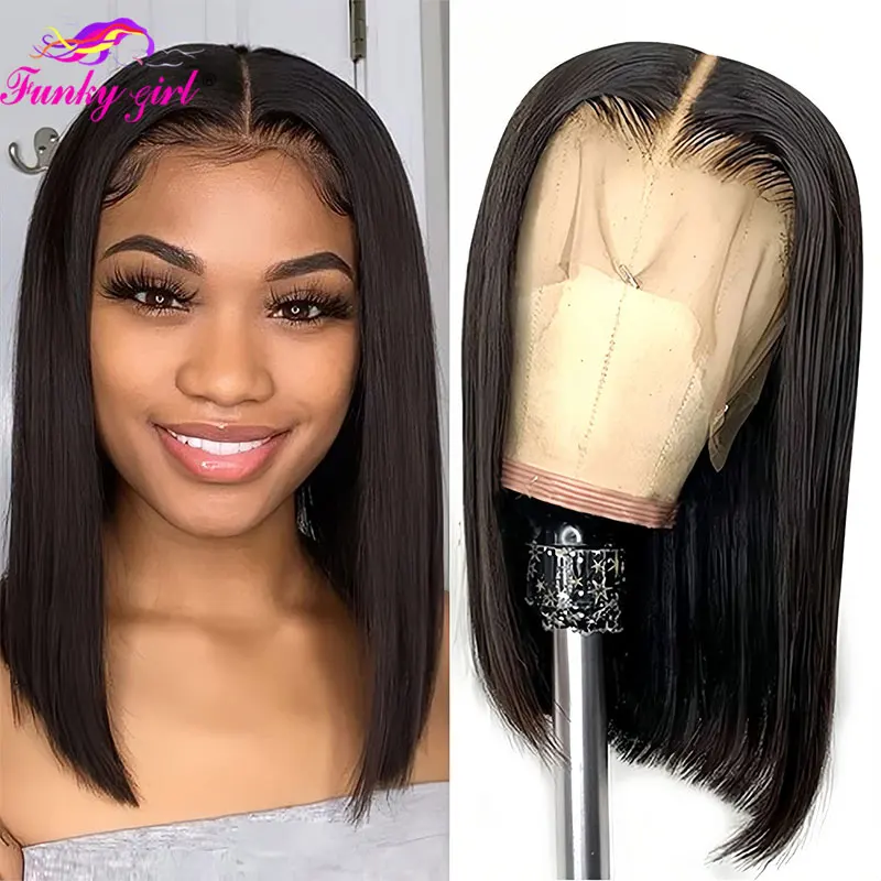 

Straight Bob Wig Human Hair Lace Front Wigs For Women 13x4 Transparent Bob Lace Frontal Wig Pre Plucked 8-16 Inch 100% Human Wig