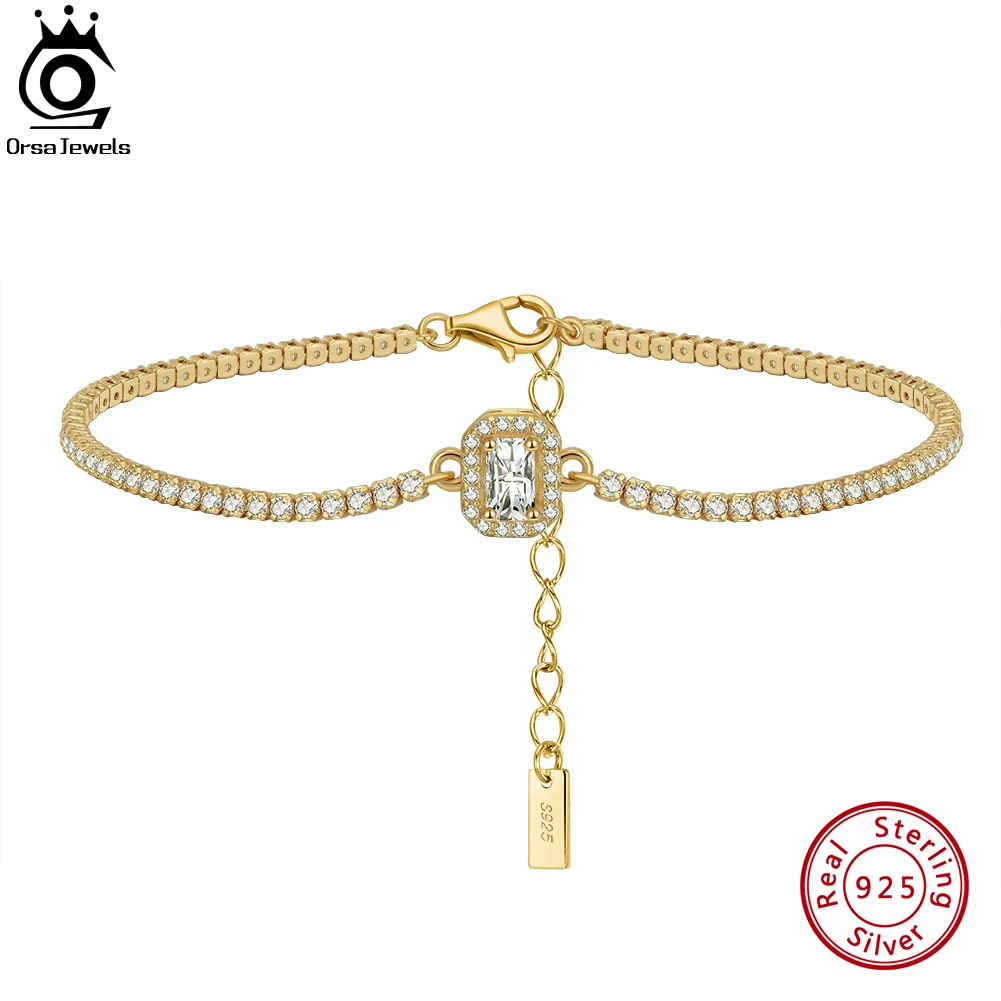 

ORSA JEWELS Tennis Bracelet Cubic Zirconia for Women 1.5mm CZ 14K Gold Plated 925 Sterling Silver Wedding Jewelry Gift SB142