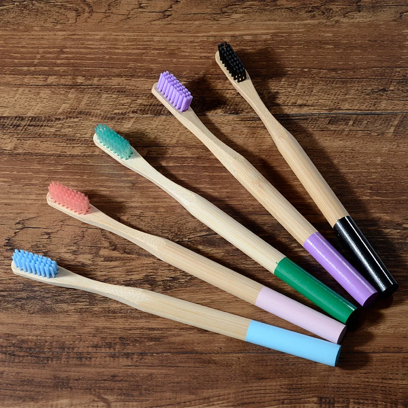 10 Pack Bamboo Toothbrush Medium Bristles Biodegradable Plastic-Free Toothbrushes Cylindrical Low Carbon Eco Bamboo Handle Brush