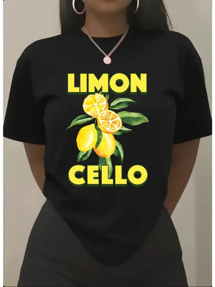 

Women's Lemon Print T-Shirt Soft and Breathable Casual Top Relaxed Fit Crew Neck Short Sleeve Everyday Versatile Fashion T-Shirt