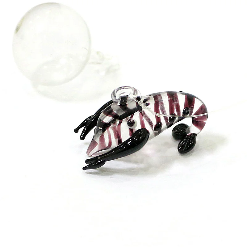 Floating Glass Red Lobster Mini Figurine Pendant Cute Charms Crayfish Prawn Shrimp Tiny Statue Ornaments Aquarium Decor Supplies