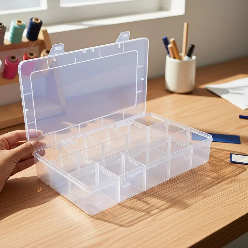 15-Grid Adjustable Plastic Storage Organizer with Removable Dividers for Jewelry Beads Small Hardware Accessories