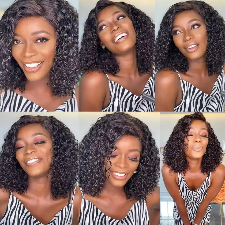 Short Bob Frontal Lace Wigs Human Hair Water Wave 13x4 Lace Front Human Hair Wigs For Women Pre Plucked 4x4 Lace Closure Wig