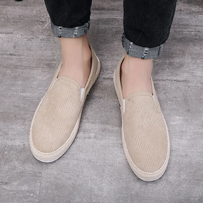 Men Sneakers Flat Casual Summer Casual Corduroy Shoes Fisherman\'s Shoes Male Slip-on Cloth Shoes Trendy Men\'s Shoes Sneakers