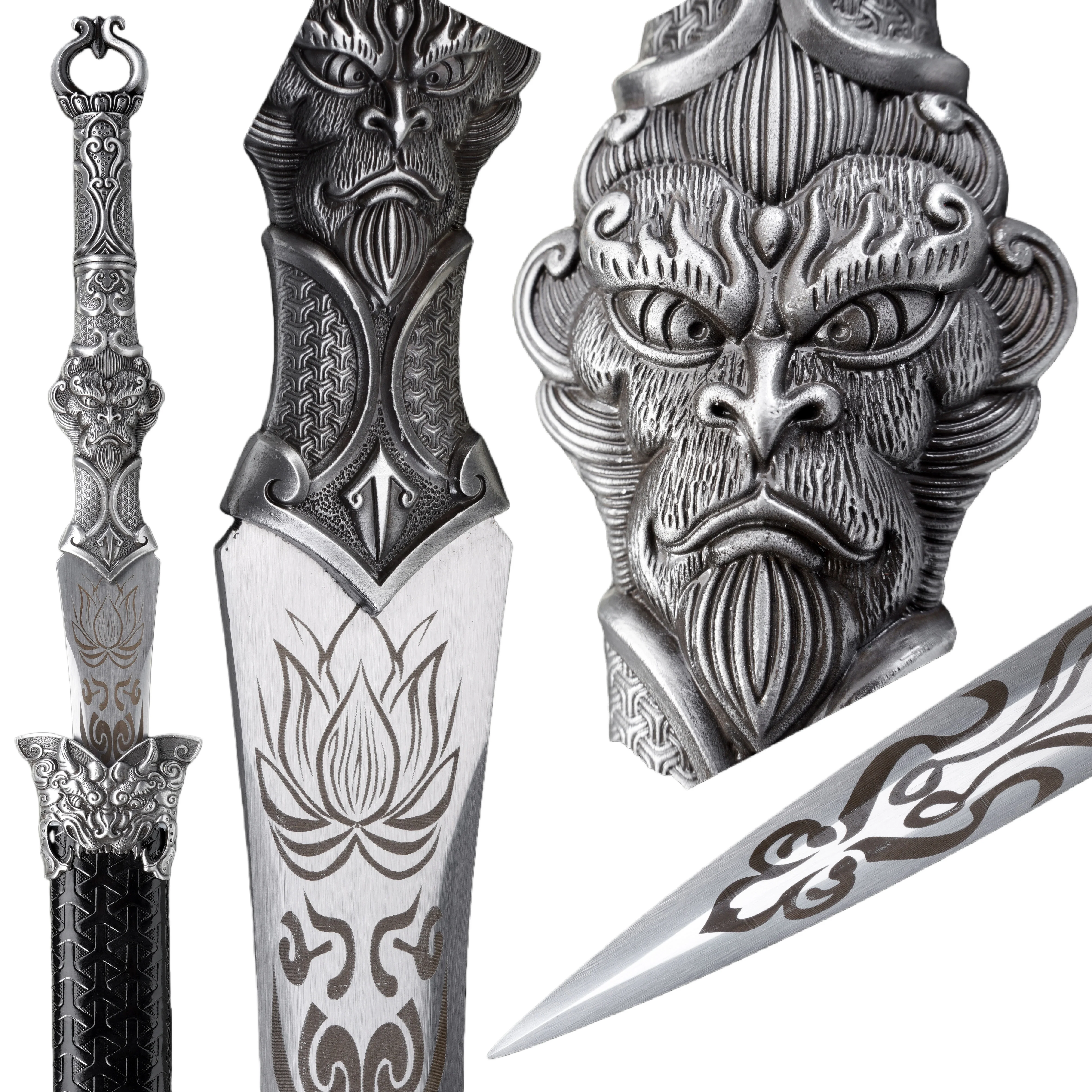 قرد الوحش الساموراي السيف الصلب حاد بيد واحدة القرن السيف كاتانا تأثيري لعب الأدوار ، فنون الدفاع عن النفس عشاق هدية ،