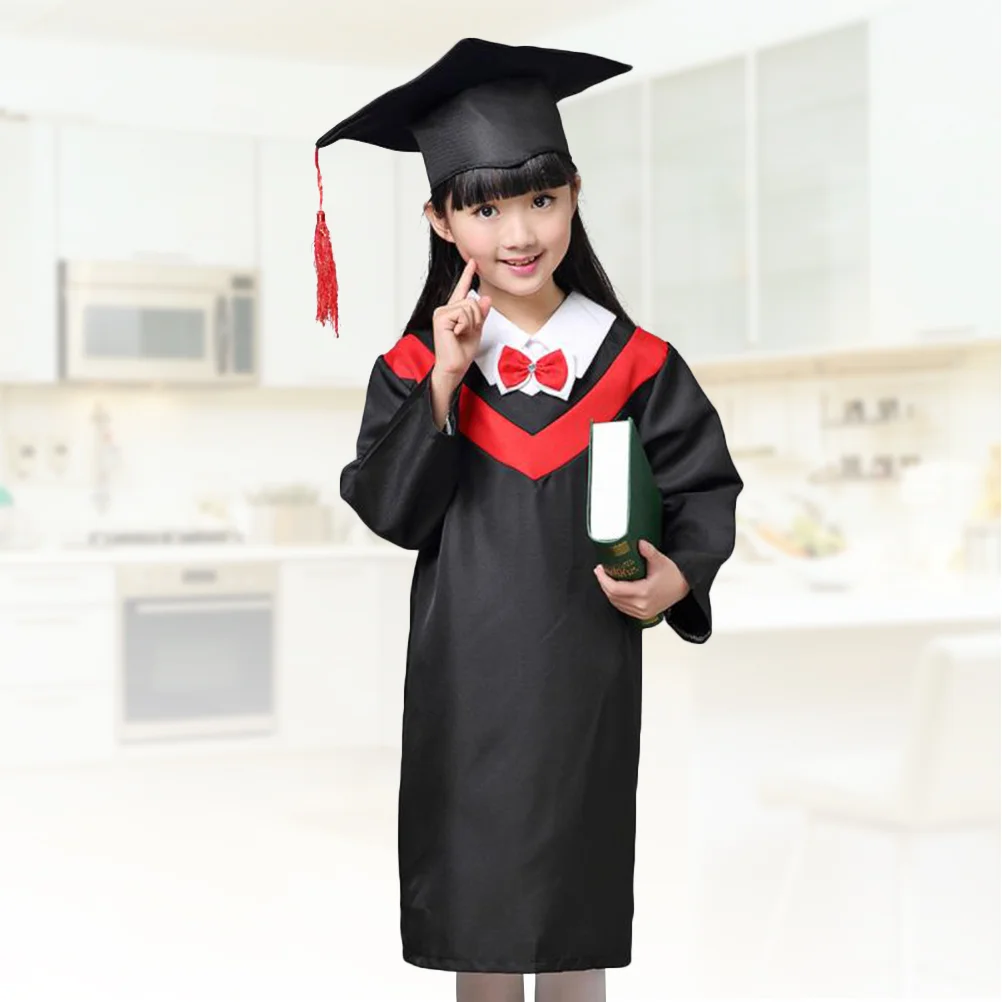 

Graduation Costume for Kids Gown and Cap School Uniforms Dress Bachelor Cloak Doctoral Robe