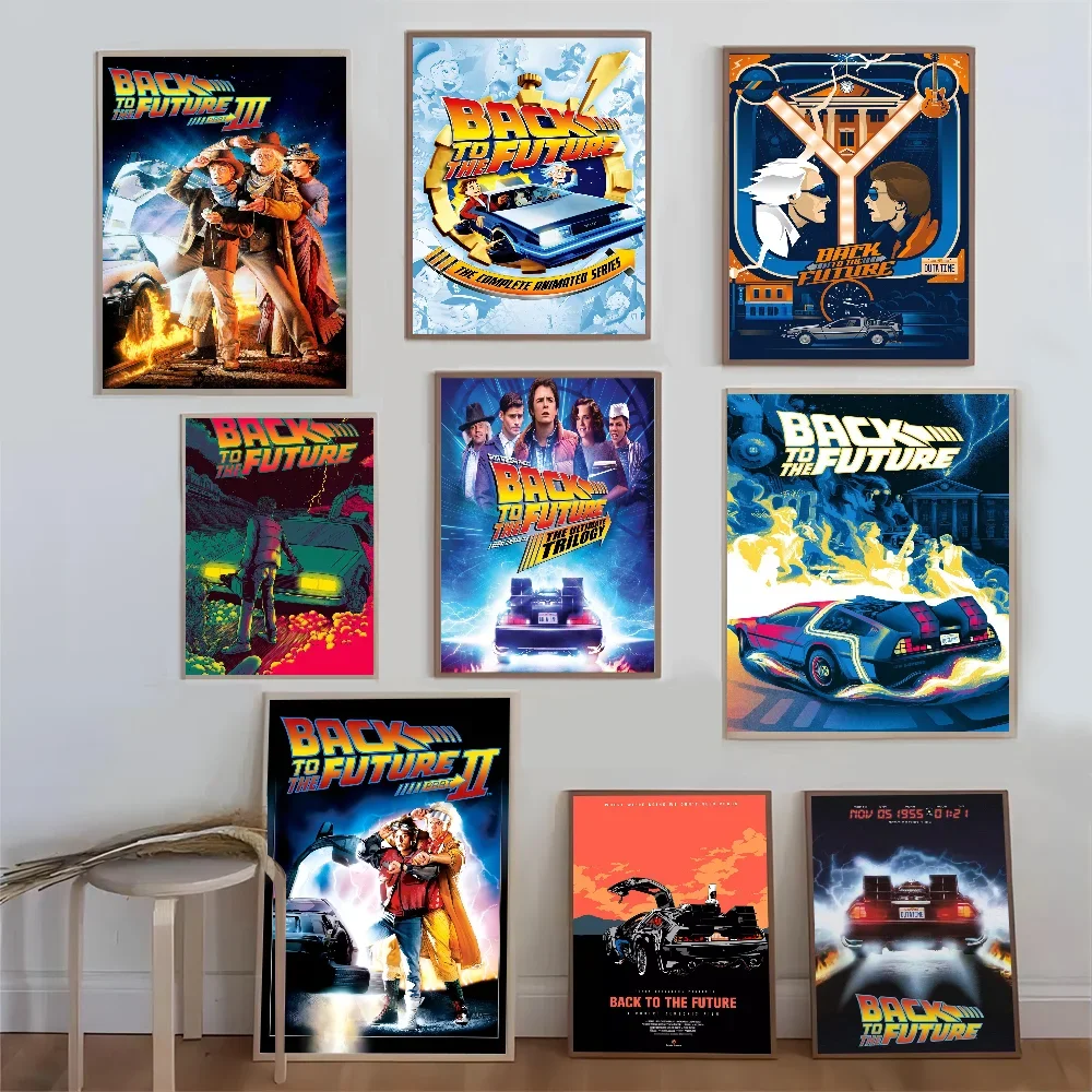 Movie Back To The Future Trilogy Movie Sticky Posters Whitepaper Sticker DIY Room Bar Cafe Posters Wall Stickers