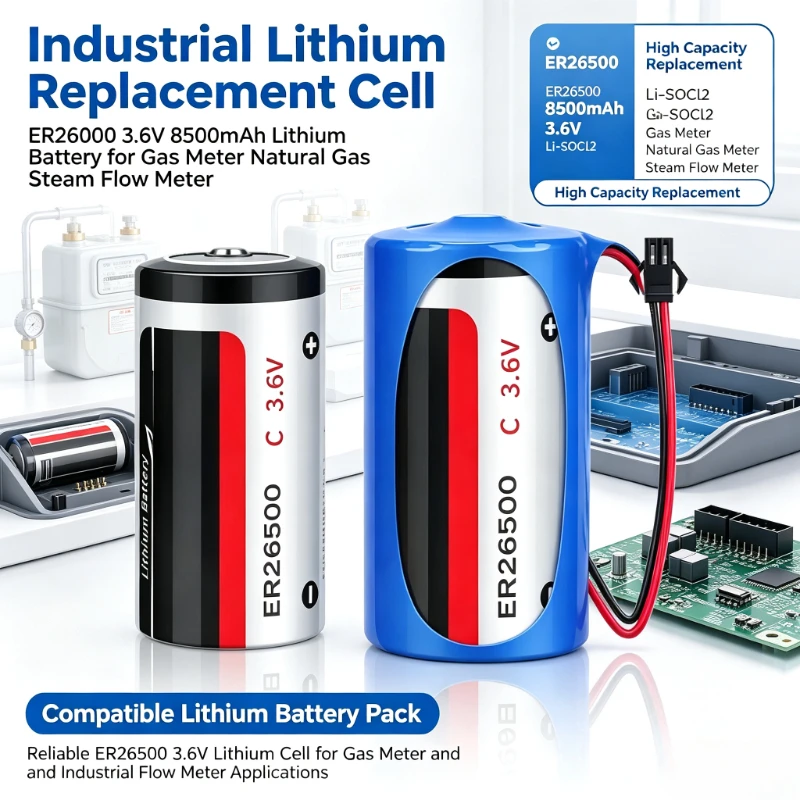 ER26500 3.6V 8500mAh Lithium Battery For Gas Meter Natural Gas Steam Flow Meter Replacement Industrial Lithium Cell