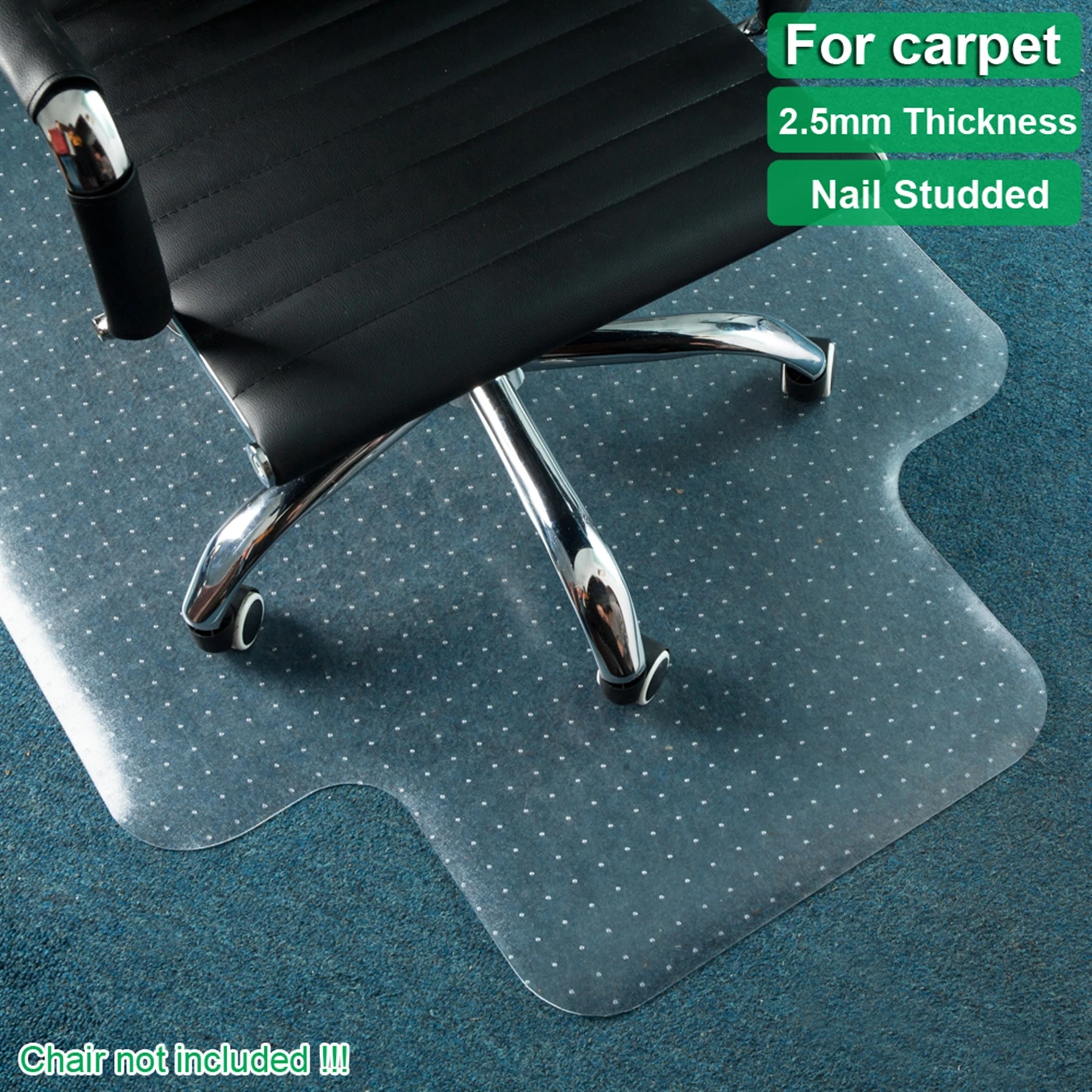 

90 x 120 x 0.25cm PVC Home-Use Protective Mat Chair Pad with Nail for Floor Chair-Transparent Design Optimal Floor Protection