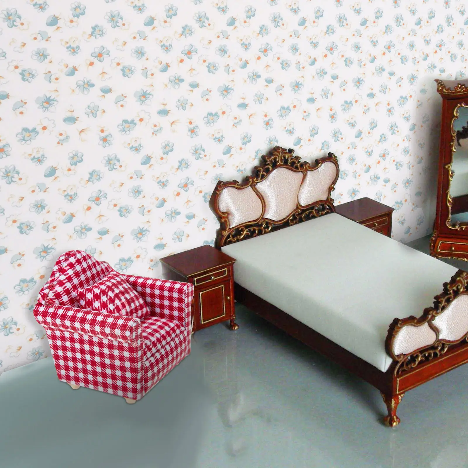 

5 Sheets Miniature Wall Stickers for Dollhouse Decorative Living Room Bathroom Bedroom Hallway Closet Doors Decals