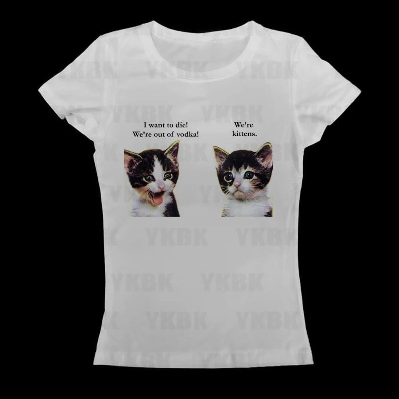 Y2k Anime Streetwear O-neck Qute Cat Print Kitty Tops Women Harajuku Simple Vintage Crop Tee Aesthetic emo Casual T-shirt Girl
