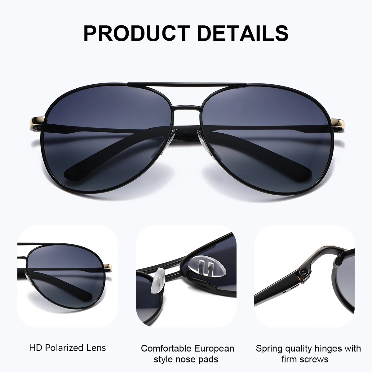 BARCUR Rosa polarisierte Sonnenbrille, leicht, Metall, ovaler Rahmen, blaue Farbverlaufslinse, Damen-Sonnenbrille, Bekleidungszubehör – Detail 2