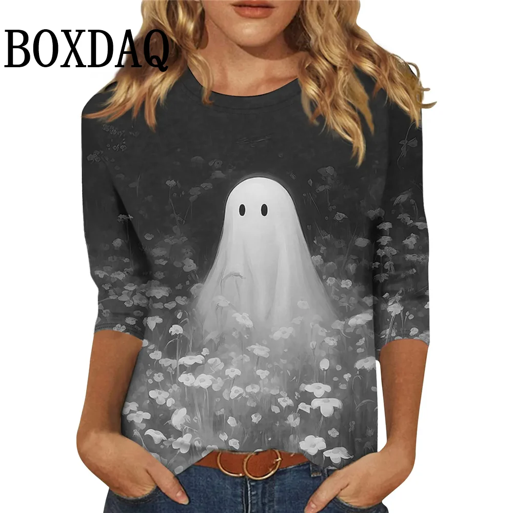 Long Sleeve T Shirt For Women Party Casual Halloween Print Pullover Hip Hop Tops Autumn Winter Fashion Pullover Loose Shirts New