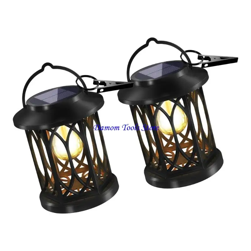 57BE Solar Hanging Lamp With Flame Effect Creative LED Solar Courtyard Lamp For Garden Patio And Yard Decoration Enduring