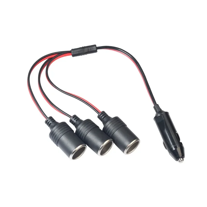 1 to 3 Car Cigarette Lighter 3 Way Socket Splitter 12v 24v Power Charger Adapter Female Socket Plug Extension Cord Cable