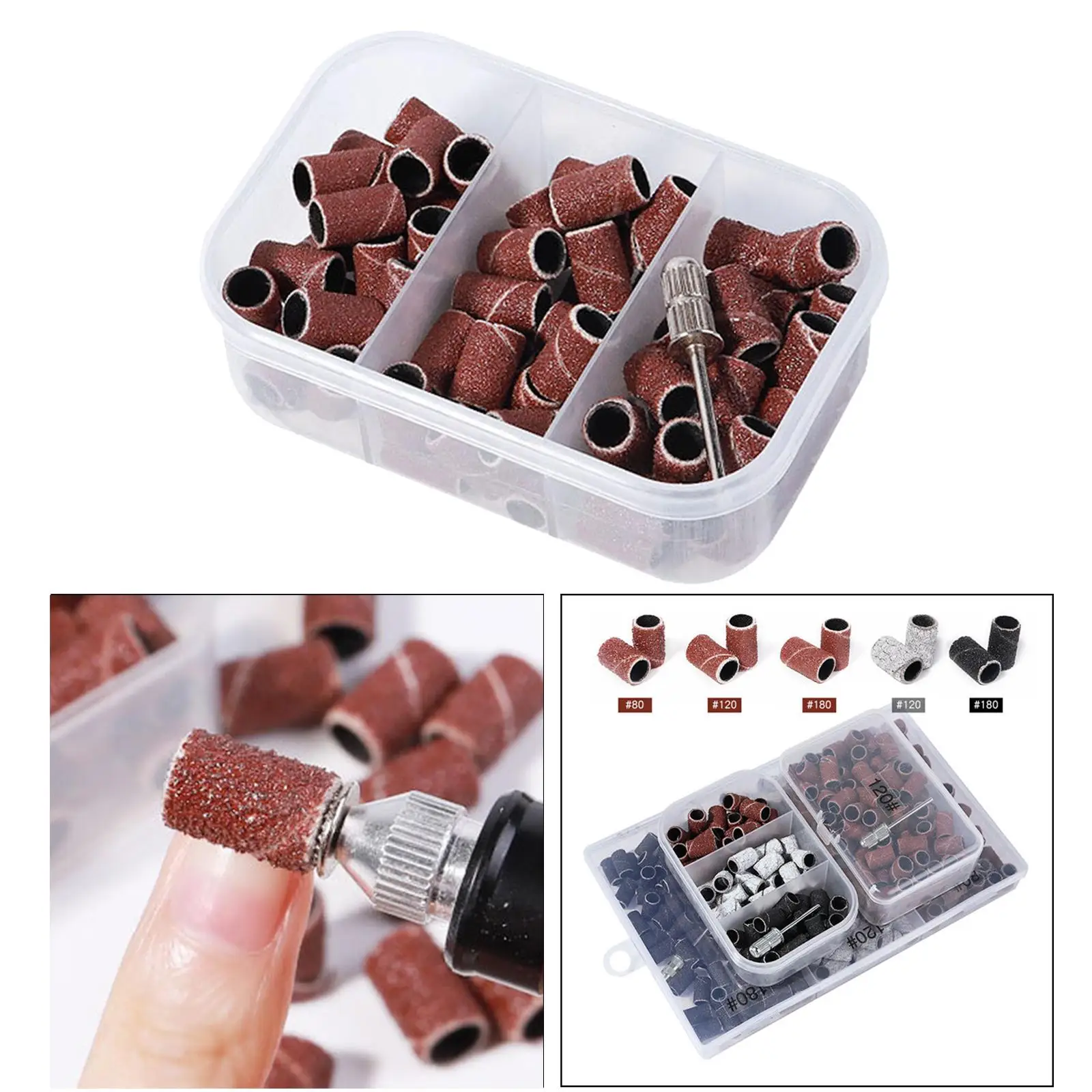 3 أشرطة صنفرة فنية للأظافر مع أداة إزالة طلاء الجل و75 قطعة بنية #4