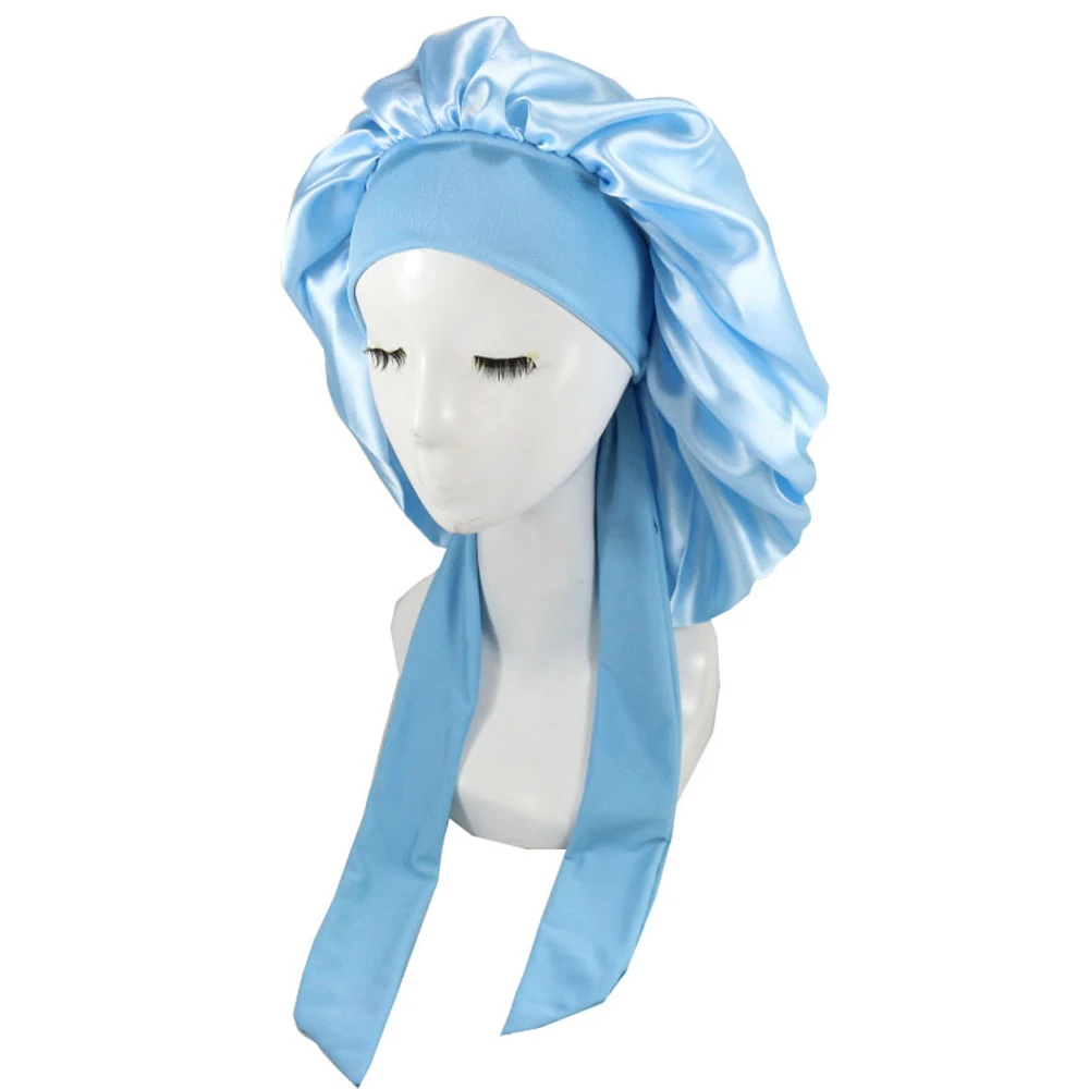 Neue Unsichtbare Flache Imitierte Seiden-Satin Schlafhaube für Damen mit Verstellbarem Knopf, Nachtpflege-Haube, Mütze, Kopfbedeckung – Detail 18