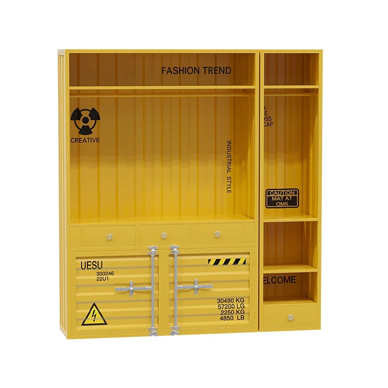 Industrial style wardrobe Internet celebrity simple clothing store container creative home bedroom wrought iron metal large