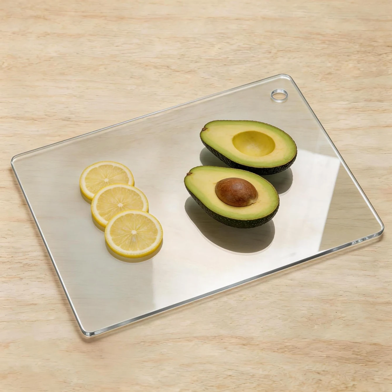 Kitchen cutting board, 15.3 * 11.8 inch transparent black cutting board with hanging holes, non slip cutting board for cooking,