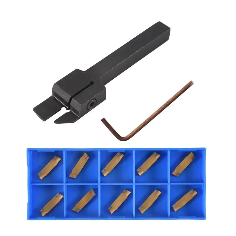 

10 шт. твердосплавных плашек Mgmn200 Golden Blades + 1 шт. держатель для токарного инструмента Mgehr1010-2, расточная оправка с ключом - A68E