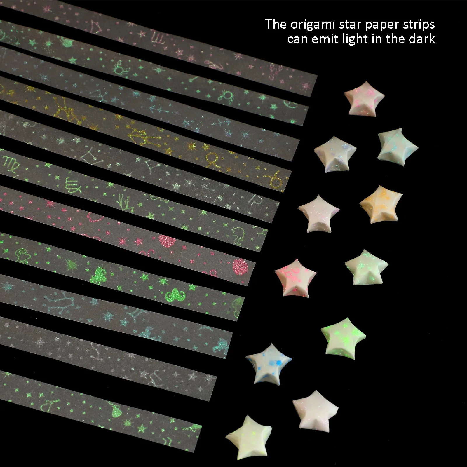 

1290Pcs Origami Star Paper Strips Unique Designs Easy to Fold Party Decorations Origami Star Papers Paper