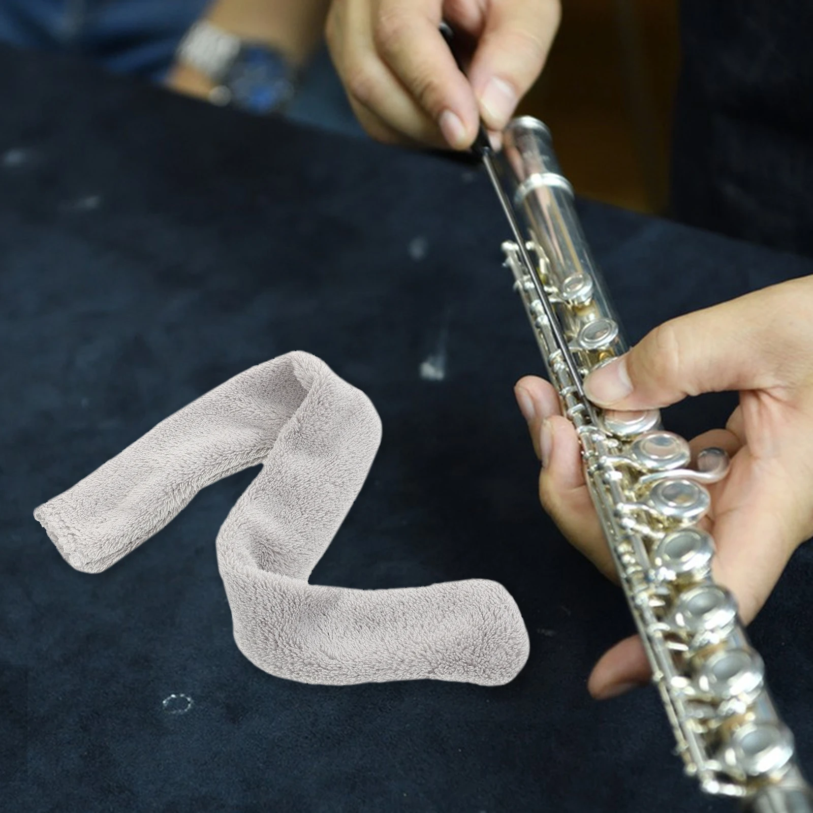 

Flute Cleaning Cloth Clarinet Interior Tool Dedicated Coral Fleece Maintenance and Rod