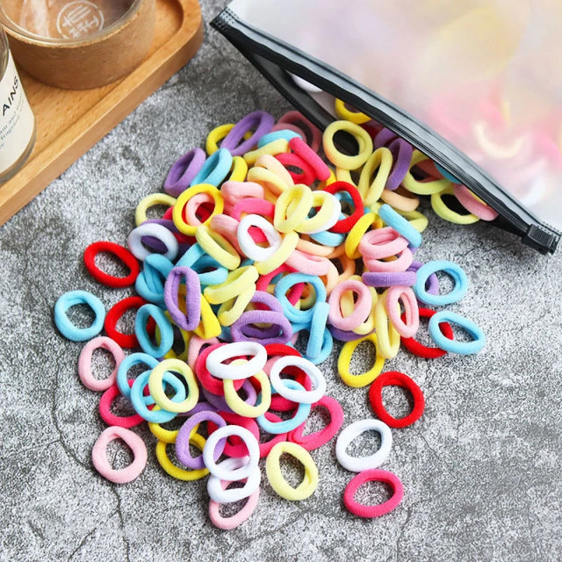 50/100 Stück Kinder elastische Haarbänder Mädchen Gum Scrunchie Gummiband für Kinder Nylon Haargummis Stirnband Baby Haarschmuck – Detail 11