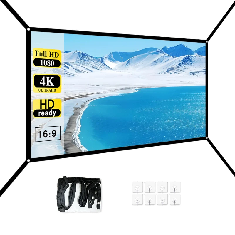 The new hanging hole extended projection screen is 72 inches. Outdoor projection projector adaptation. Portable screen.