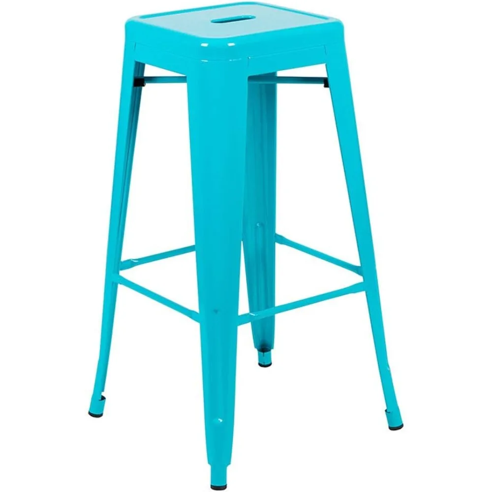 

Lily 30" High Metal Indoor Bar Stool in Teal - Stackable Set of 4