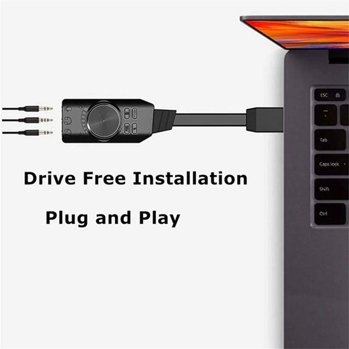 #550V USB External Sound Card Adapter 7.1Channel USB Computer Game Sound Card 3.5mm USB Adapter Gaming Headset Enhancer (Black)