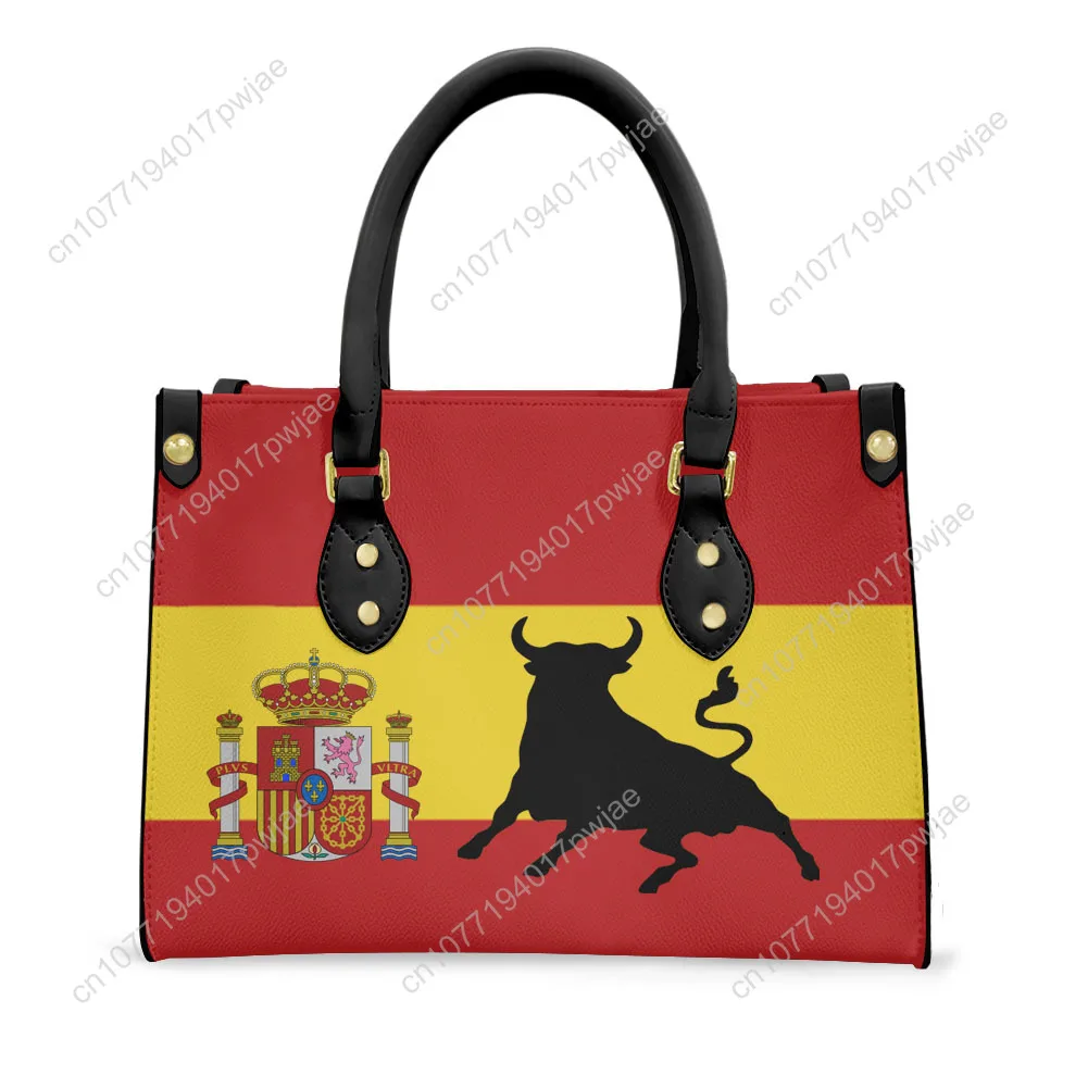 Spanish Bullfighting Graphic Tote Bag Purse Womens Mens Personalized Text Image PU Leather Handbag Business Shopping Gift Bags