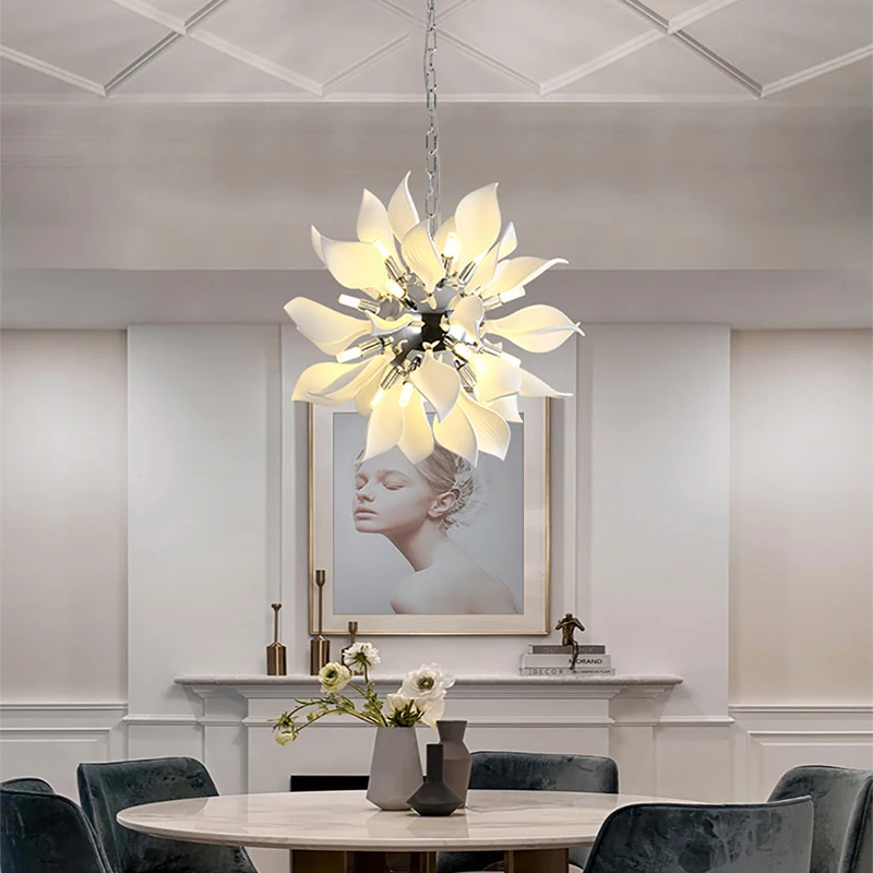 white porcelain petal pendant lights led home lighting fixture quarto designer moderno cafe pendurado lampada lustre do teto 2024 01