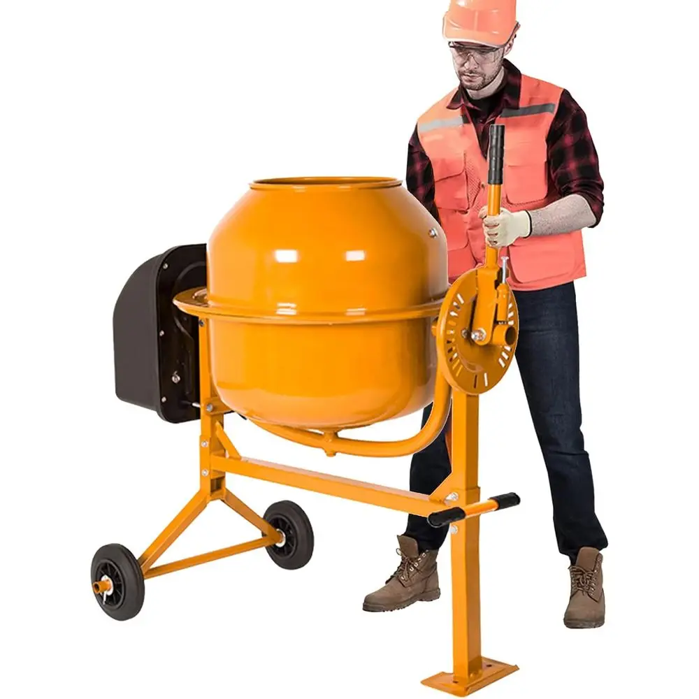 Mezclador de cemento 4,2 pies cúbicos mezclador de cemento eléctrico portátil de alta resistencia máquina mezcladora de hormigón eléctrica 120L carretilla barro M