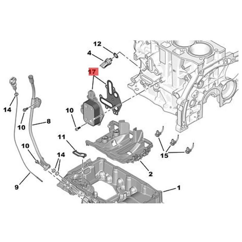 9807426480   Wymiennik ciepła oleju silnikowego do Peugeot 2008 308S 1.2T New 308 408 Citroen C4 C4L DS4S 1.2T 2014-2020