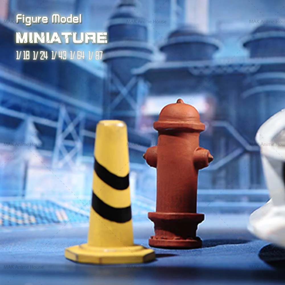 Miniatures 1/87 1/64 1/43 1/24 1/18 Figure Old Fire Hydrant Cone Bucket Traffic Safety Street View Doll Model Home Scene Car Toy