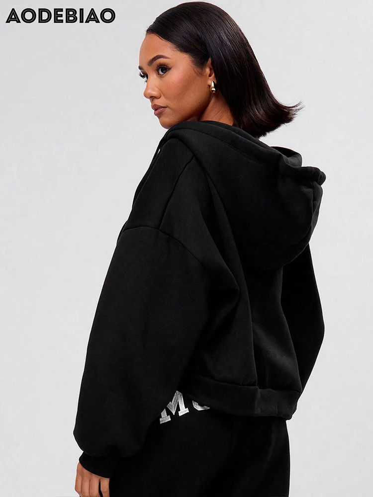 

ADEBAYO Gothic Black Hooded Coat Women Winter Jacket Long Sleeves Solid Coat Casual Sports Fashion Vintage Hooded Hoodie Women