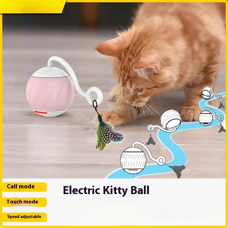 

New rolling electric cat toy luminous automatic pathfinding intelligent cat fitness charging pet toy magic ball