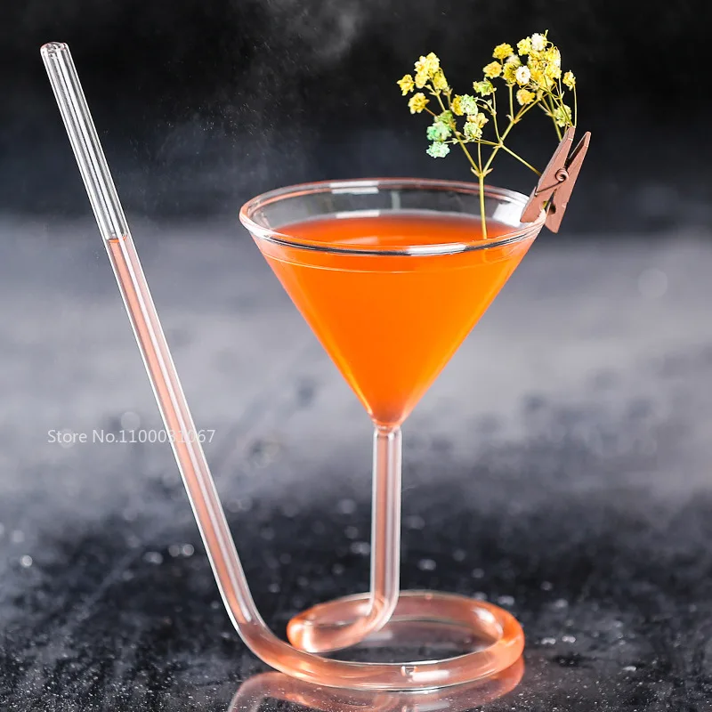 1PC Creative Screw Spiral Straw Molecule Coffee Mug Wine Glass Champagne Goblet Party Bar Drinking Glasses Cocktail Glass