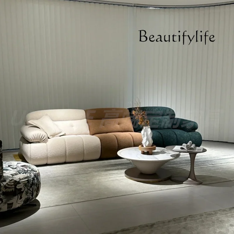 

J Rainbow Sofa Small Apartment Living Room Designer New Color Matching Straight Row Three-person Combination