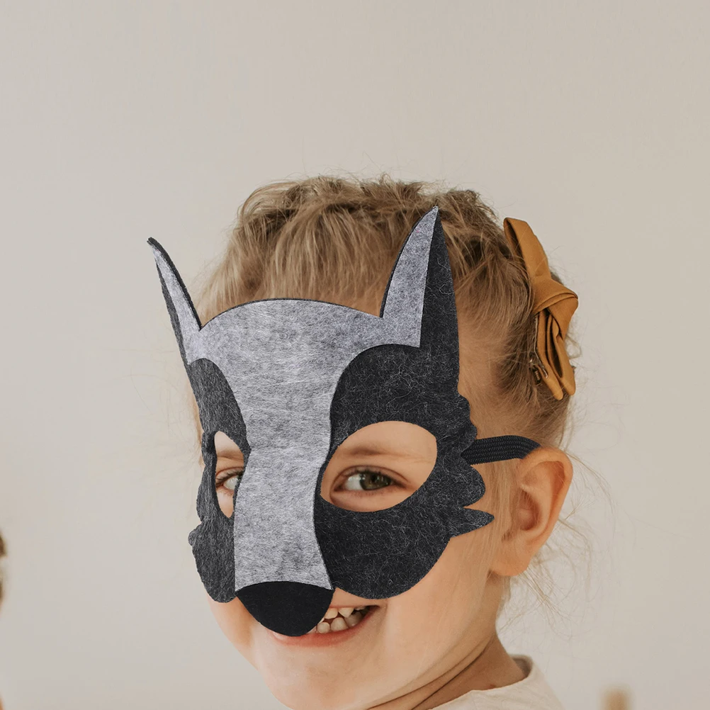4pcs Half Face Wolf Felt Animal Costume Party Supplies Wolf Cosplay Masquerade Halloween Carnival Festival Outdoor Funny Animal
