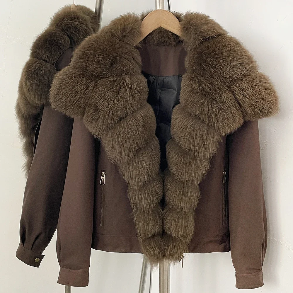 OFTBUY 2026 Neue Winter-Daunenparka für Damen mit Echtem Fuchspelzkragen, Natürliche Pelzjacke, Warme Jacke mit Pelzmanschetten, Lässiger Mantel, Oberbekleidung – Detail 13
