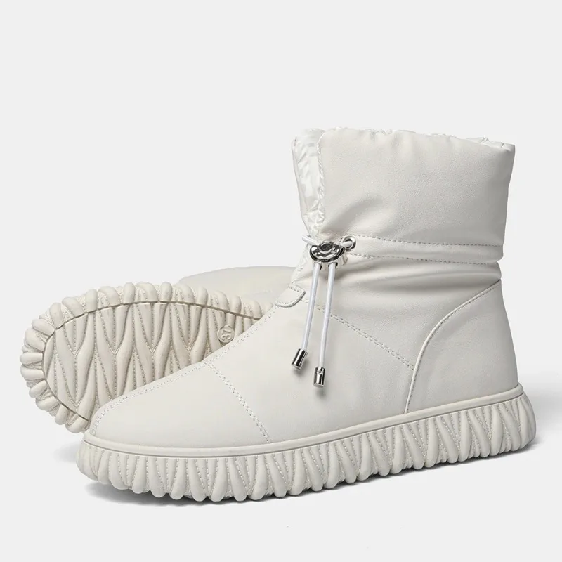 Genuine Leather Women Winter Boots Warm Waterproof Bread Boots Natural Leather Snow Boots Ankle for Women - view 4