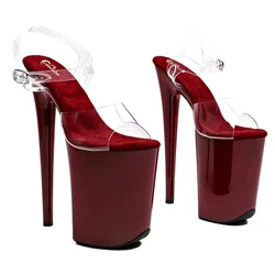 Leecabe 23CM / 9inches PVC Upper   fashion  Platform High Heels slipper Sandals Pole Dance shoes