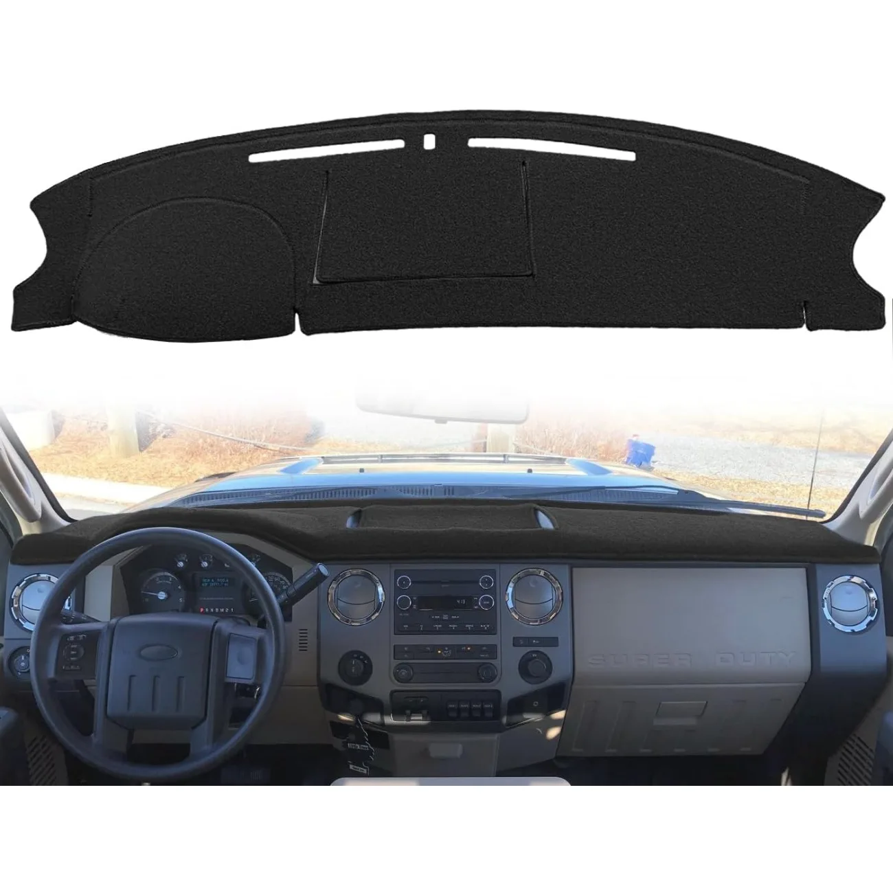 

​Dashboard Cover Mat for Ford Super Duty F250 F350 F450 F550 2008-2016 Accessories Sunshade Glare UV Rays Protector Interior