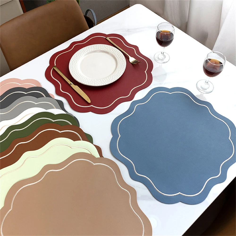 

Household PVC Placemat Western Restaurant Table Mat Heat Insulation Mat Waterproof And Oil-Proof Irregular Lace Placemat