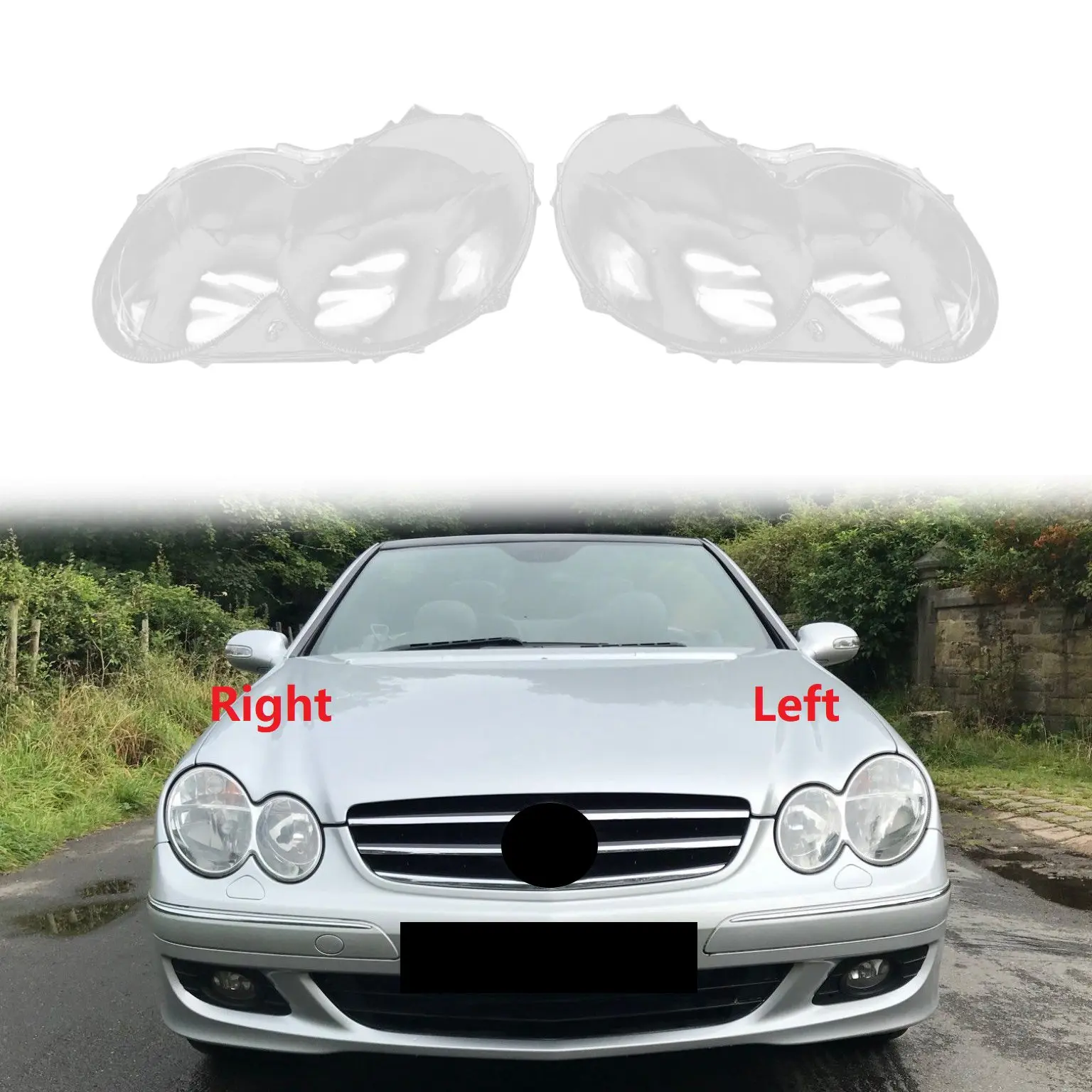 2004-2006 for Benz CLK280/300/350 Left Right Headlight Shell Lamp Shade Transparent Lens Cover Headlight Cover