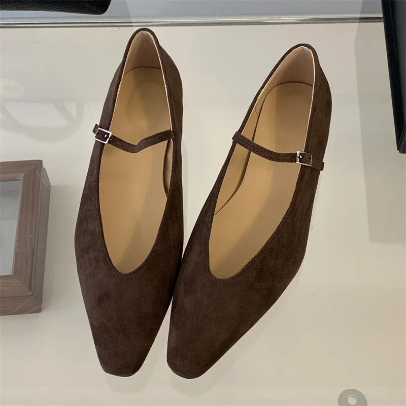 

Eilyken Spring Soft Leather Women Flat Shoes Eelgant Pointed Toe Shallow Buckle Strap Casual Ballet Dress Ladies Sandals