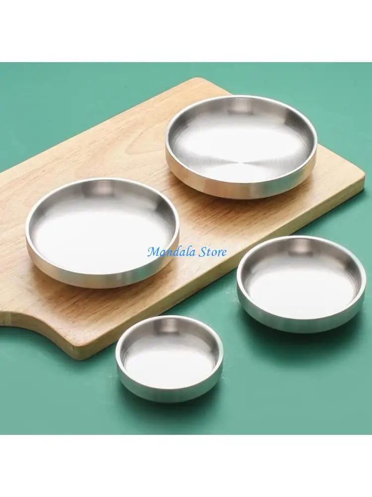 

U2JC 4Pcs Sauce Condiment Dipping Bowl Small Stainless Steels Seasoning Dishes